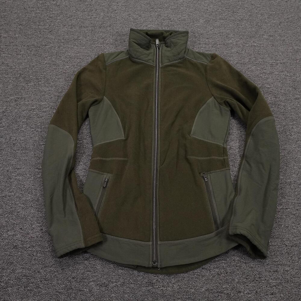 Athleta Jacket Womens XS Green Fleece Full Zip Softshell Panels Hiking Outdoor